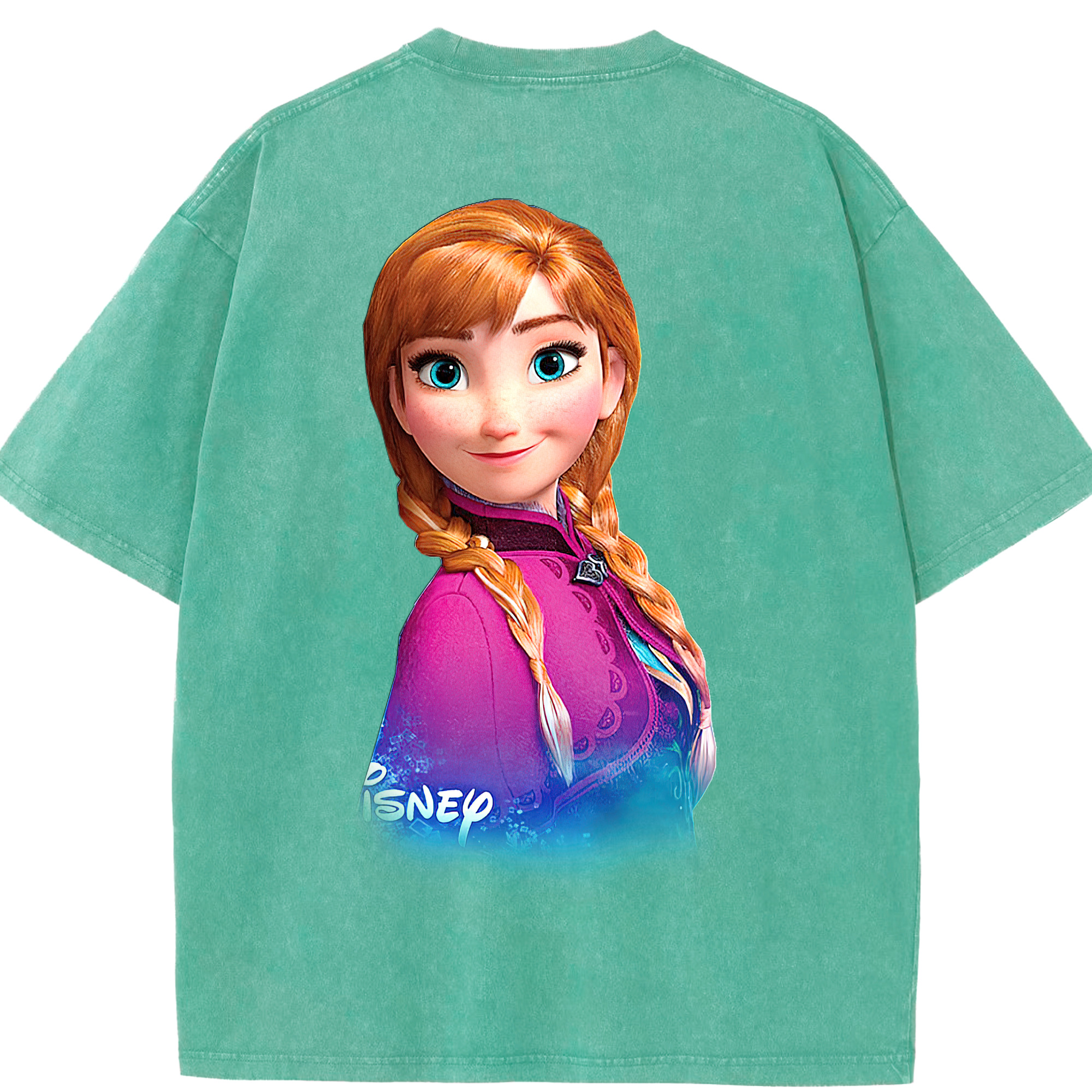 （画像用） アナと雪の女王 アンナ エルサ Frozen Anna Elsa 綿100% ヴィンテージ風 半袖Tシャツ（背面プリント）